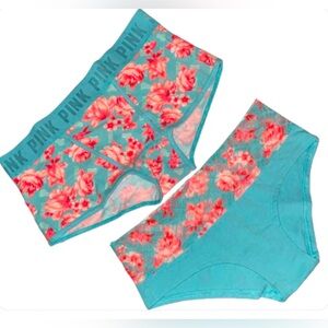 Victoria’s Secret PINK cotton Boyshort lace hipster panties bundle Pink panties